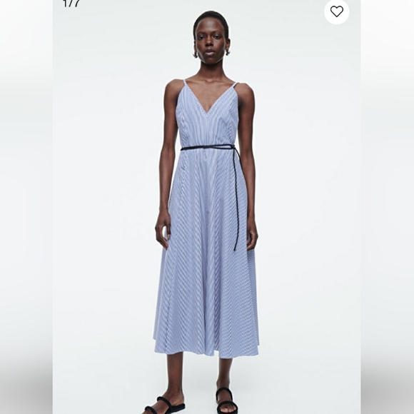 COS STRIPED A-LINED MIDI DRESS - Picture 1 of 7